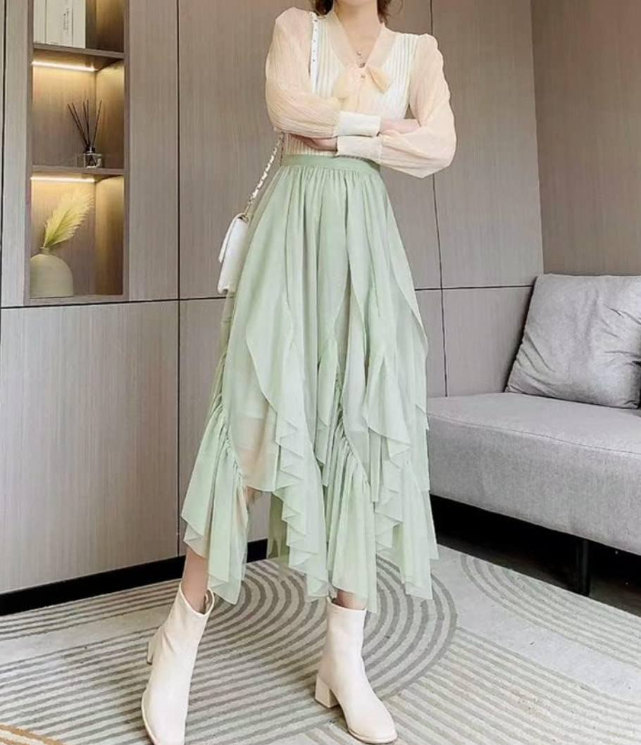 Sienna | Flowing Ruffled Midi Skirt