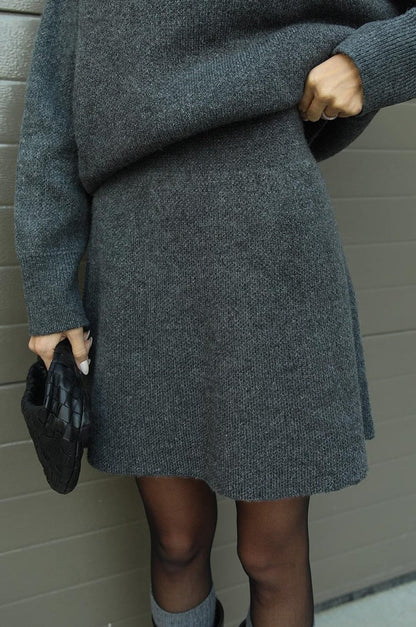 Nora | Cozy Knitted Two-Piece Set for Women: Jumper and Skirt Combo