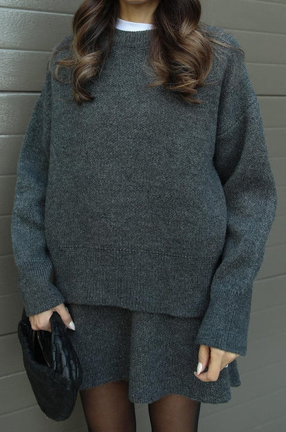Nora | Cozy Knitted Two-Piece Set for Women: Jumper and Skirt Combo