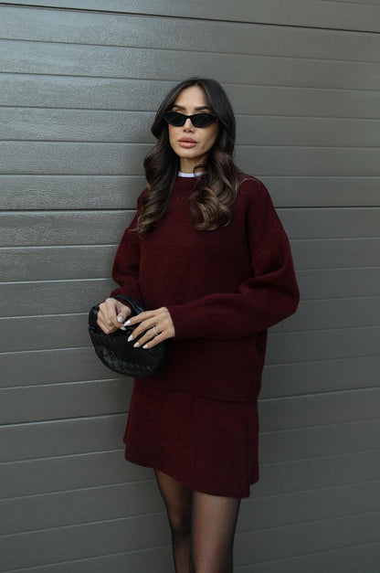 Nora | Cozy Knitted Two-Piece Set for Women: Jumper and Skirt Combo
