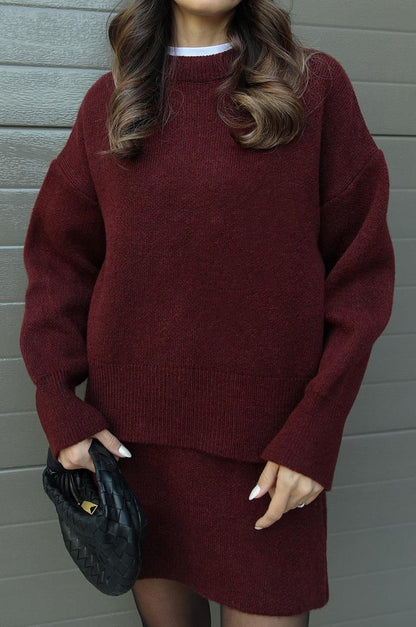 Nora | Cozy Knitted Two-Piece Set for Women: Jumper and Skirt Combo