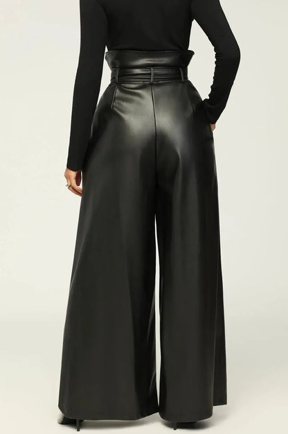 Nina | Chic High Waist Pants with Belt and Side Zipper