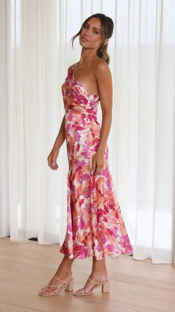 Camille | Elegant One-Shoulder Floral Gown