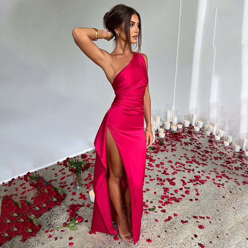 Celia | Flowing Ruffled One-Shoulder Maxi Dress