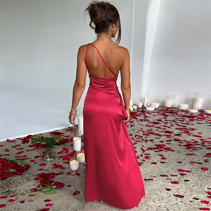 Celia | Flowing Ruffled One-Shoulder Maxi Dress