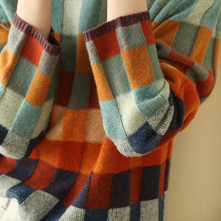Sienna | Vibrant Turtleneck Sweater with Patchwork Knit Design