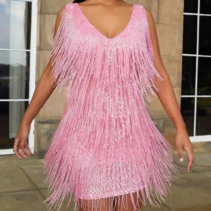 Talia | Sparkling Fringe Evening Dress