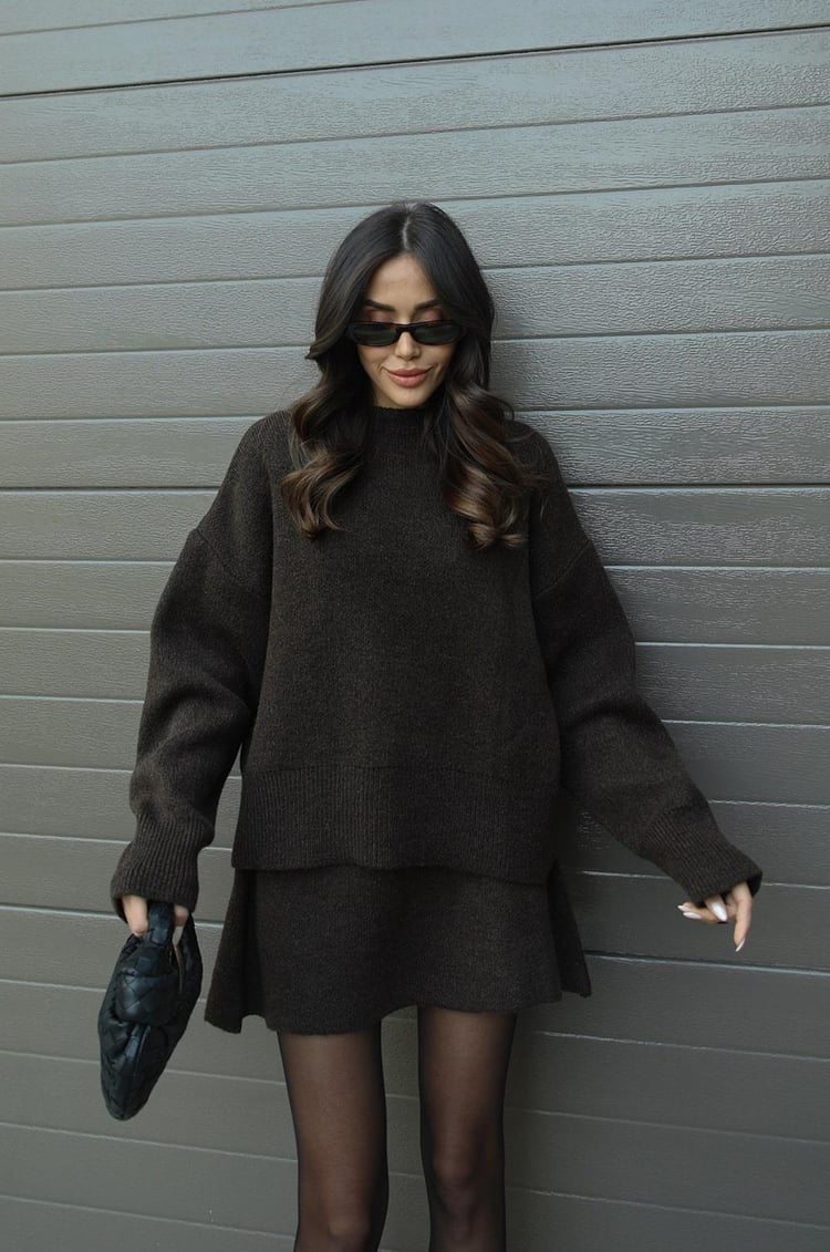Nora | Cozy Knitted Two-Piece Set for Women: Jumper and Skirt Combo