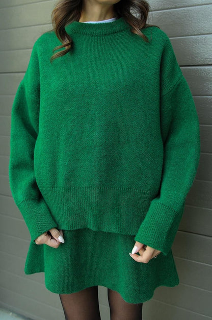 Nora | Cozy Knitted Two-Piece Set for Women: Jumper and Skirt Combo