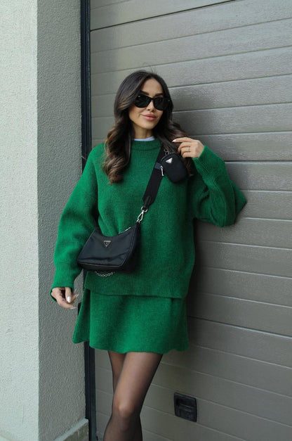 Nora | Cozy Knitted Two-Piece Set for Women: Jumper and Skirt Combo