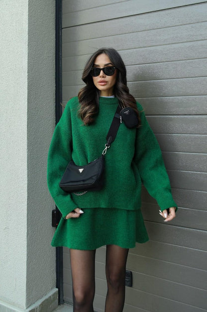 Nora | Cozy Knitted Two-Piece Set for Women: Jumper and Skirt Combo